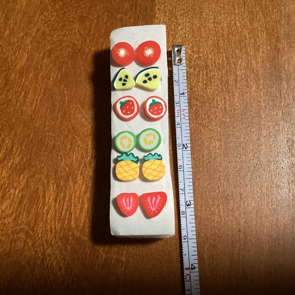 Polymer Clay Sliced Fruit/Fruit Stud Earrings Bundle New 6 pairs - Picture 7 of 8